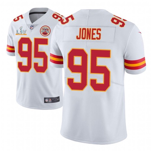 Men's Kansas City Chiefs #95 Chris Jones White NFL 2021 Super Bowl LV Stitched Jersey